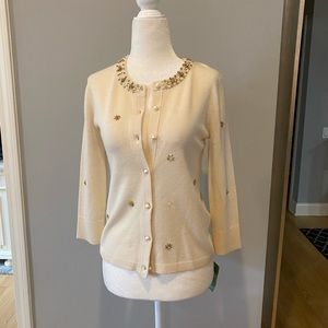 Kate Spade cream Elizabeth embellished cardigan